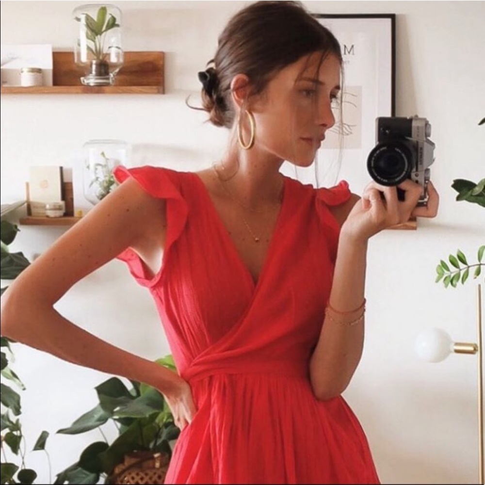 Vintage bright red coral sundress